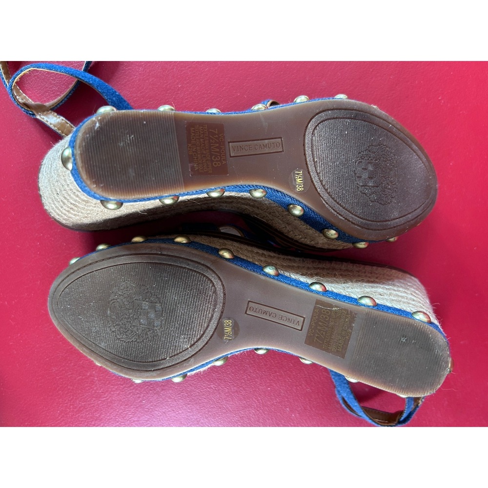 Vince Camuto Women's Denim Espadrille Wedge Sandals Studded Platform Poula 7.5 - Picture 6 of 12
